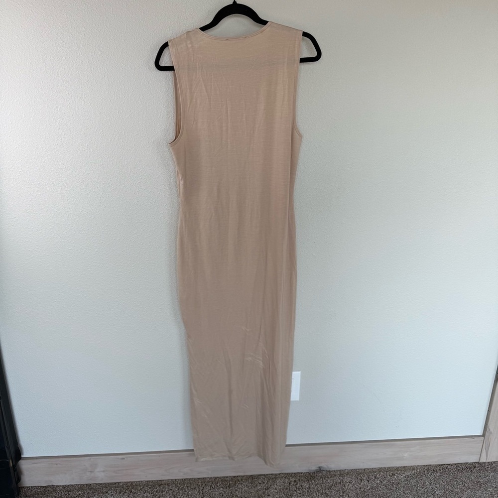 Reformation Jeans Nila Maxi Dress Taupe Beige Side Slits Casual Women’s Large - Picture 10 of 12